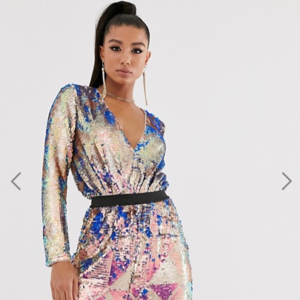 Multicolor sequin body suit